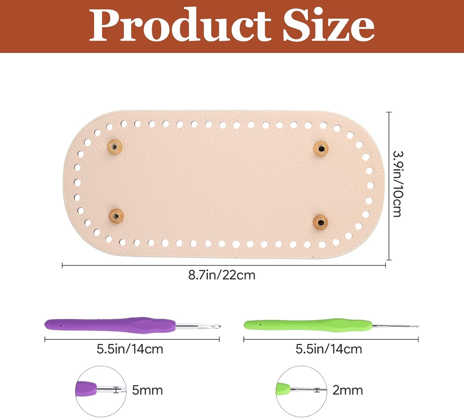 5 Pcs Purse Bottoms for Crochet Bags, Purse Making Supplies with 10 D Shape Handles 2 Crochet Hooks 5 Colors PU Leather Bag Bases for DIY Knitting Crafts Handbag Tote Shoulder Bag Making - Image 2