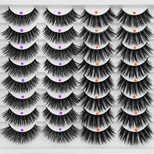 Ruairie 16 Pairs False Eyelashes Natural Fluffy 3D Fake Eyelashes Volume Full False Lashes Pack 2 Styles
