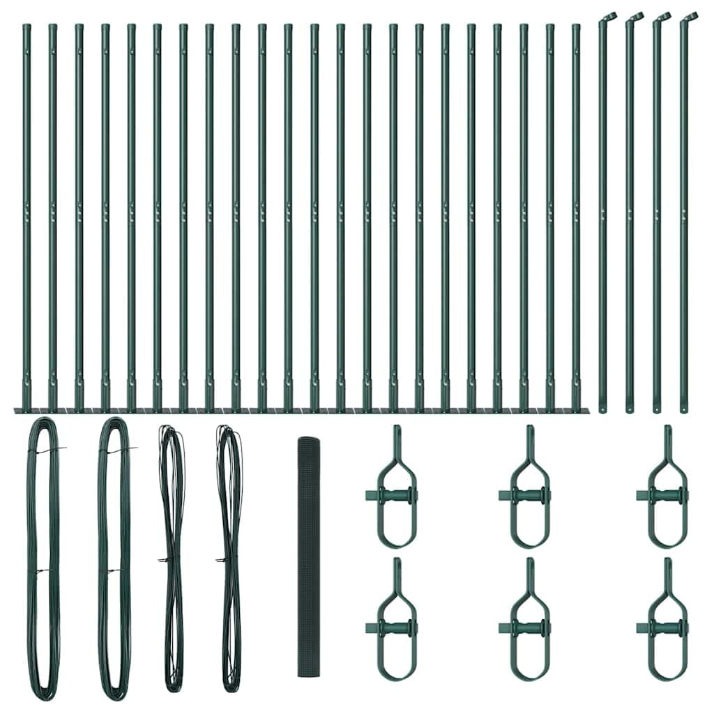 Garden Fence Post Green 50 x 1.4m Steel and PVC Outdoor Fence Panel with 19x19mm Mesh for Privacy Security Boundary Modular DIY Installation Weather Resistant