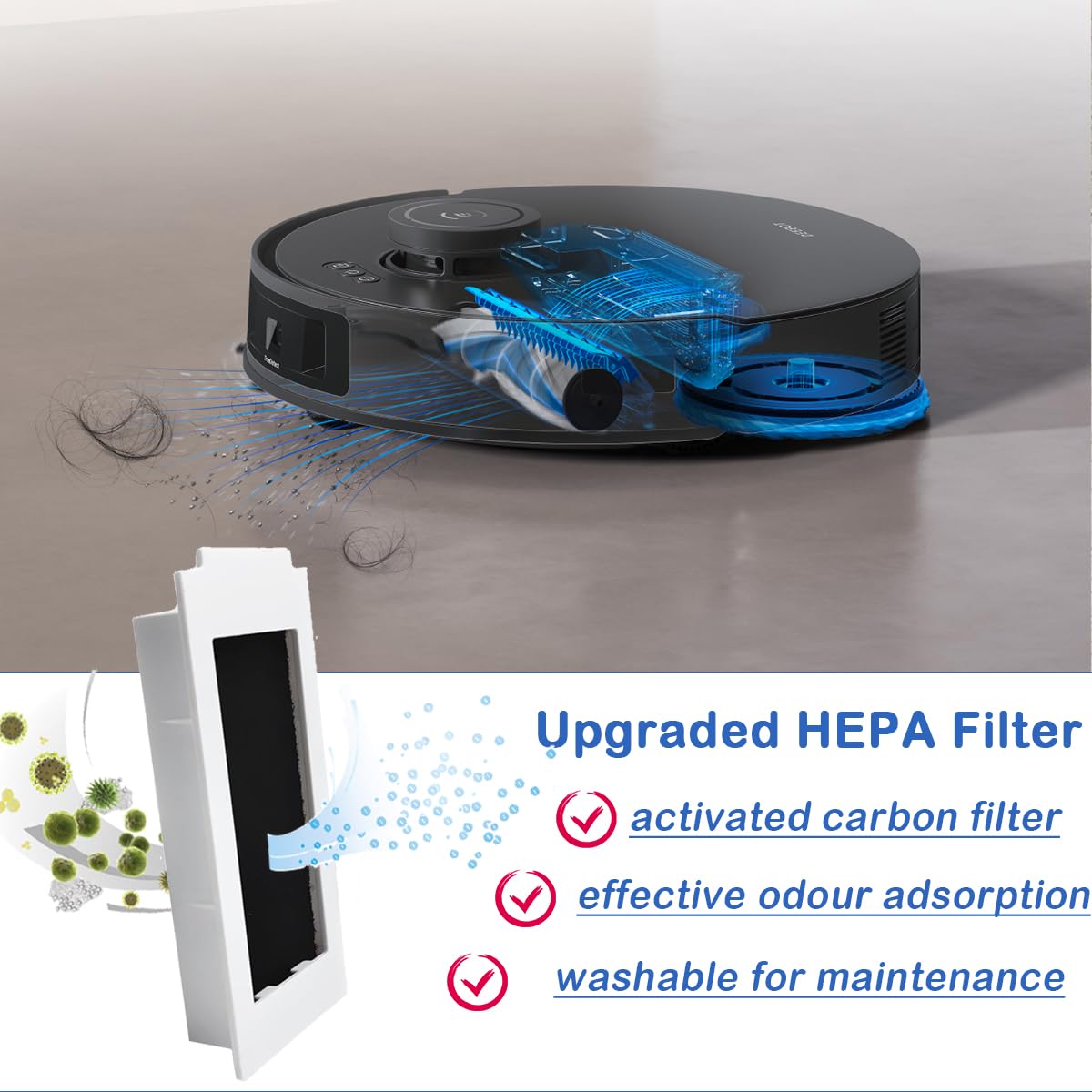 Accessori di Ricambio per ECOVACS DEEBOT T30S/ T30S PRO Aspirapolvere Robot, Kit con 1 Spazzola Principale, 4 HEPA Filtri, 6 Panni, 4 Sacchetti Polvere, 4 Spazzole Laterali