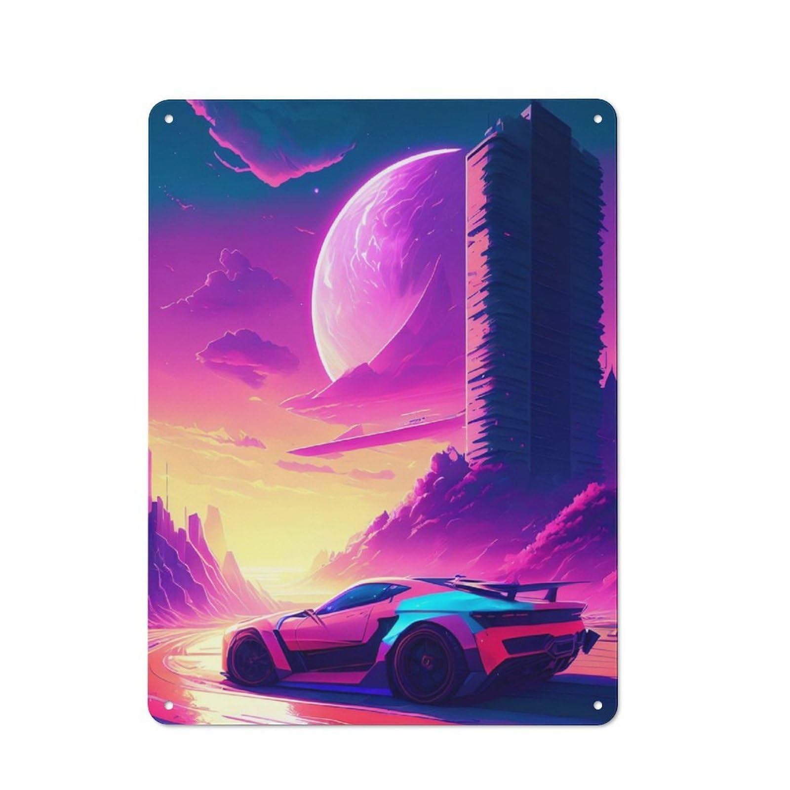 Junmoney Retro Car 2 Metal Wall Plaque With Design 40X30cm, Retro Novelty Wall Art For Bedroom, Kitchen, Office Or Living Room