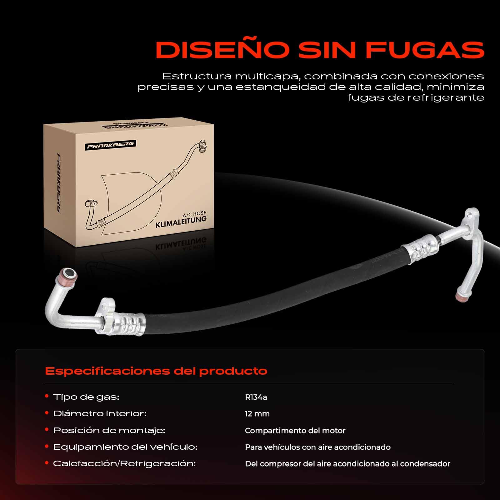 Frankberg Tubería de alta/baja presión aire acondicionado | Compatible con: Scénic II JM0/1, M.e.g.a.n.e II Coupé-Cabriolet EM0/1, Grand Scénic II JM0/1, M.e.g.a.n.e II Saloon LM0/1