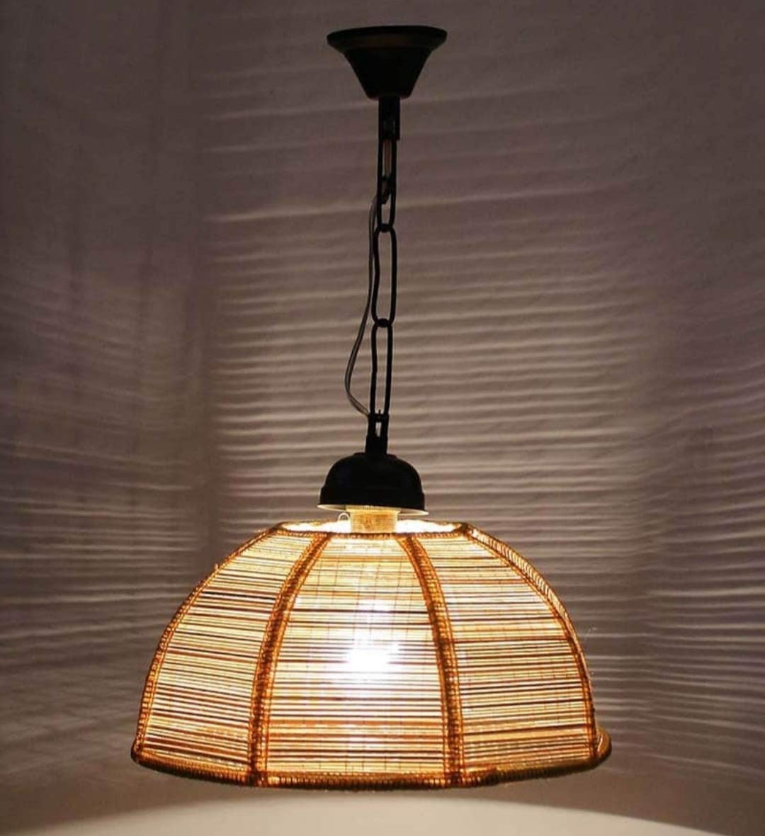 tu casa Bamboo Hanging Pendant Lamp, Off-White Shade at ₹351 – Amazon