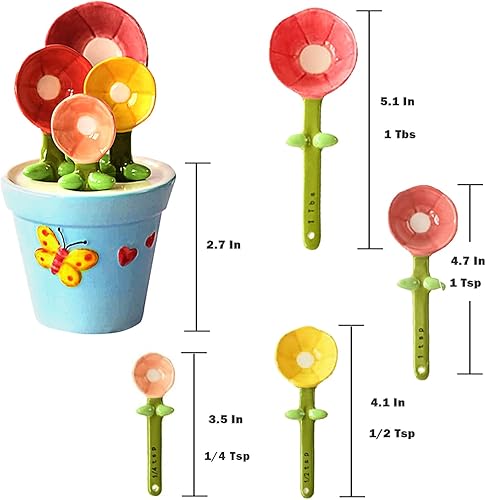 Miniatura 19 de Juego de cucharas medidoras de cactus en olla con soporte, juego de cucharas medidoras de cactus de cerámica con taza medidora para hornear, sal