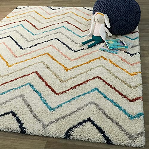 Image of Soft Modern Shag Area Rugs Fluffy Living Room Carpet Comfy Bedroom Home Decorate Floor Kids Playing Mat Size 8x11 Feet Color Multi M