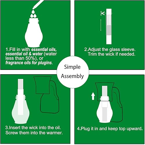 Miniatura 6 de Difusor de aceite enchufable, 1 juego en blanco para ambientador de bricolaje para hacer aromaterapia única para el hogar, funciona con aceite