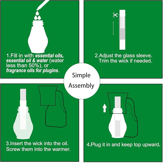 Difusor de Aromas Eléctrico Earffloz, 4 Sets con Vidrio y Mechas miniatura 6