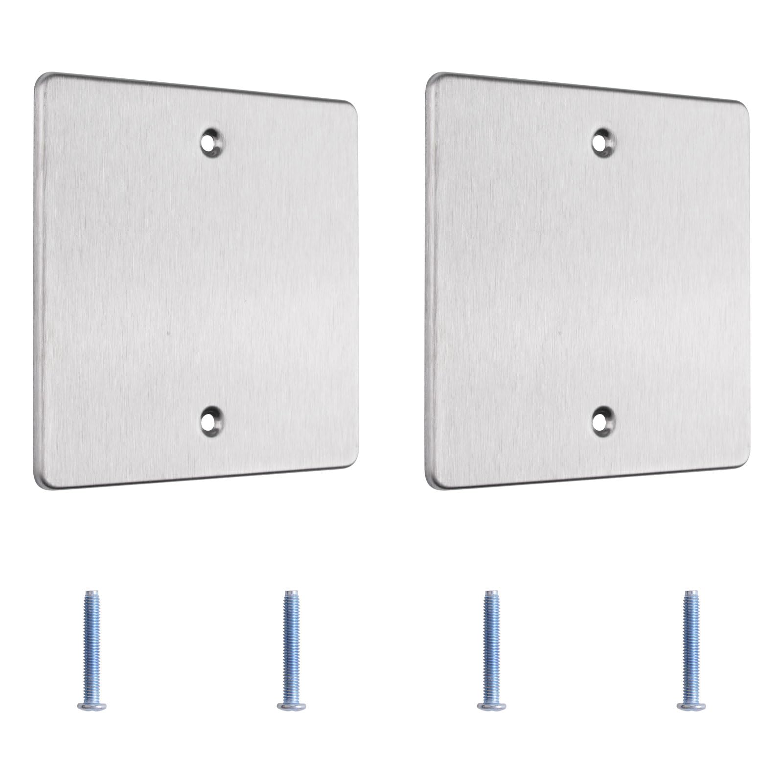 UFURMATE Blanking Cover Plate 2Pcs 4.72" x 4.72" Stainless Steel Wall Hole Cover Gang Blank Device Electrical Covers for Socket,Unused Outlets or Switches (Silver Grey)