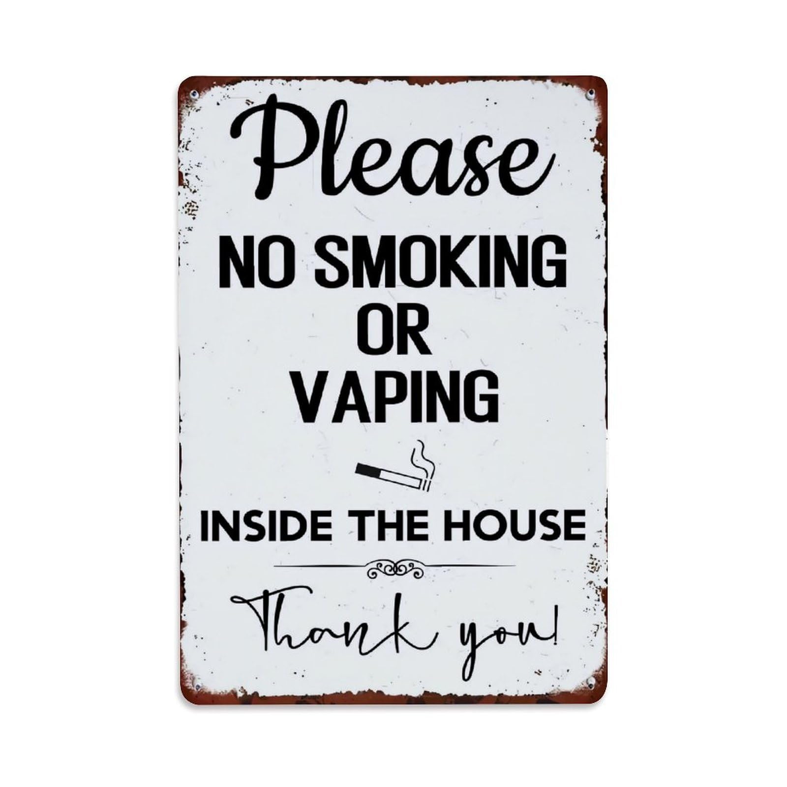 Please No Smoking Or Vaping Retro Metal Tin Sign, Vintage Metal Poster for Bar, Home, Man Cave, Kitchen, Laundry Room Art Decor 8x12 Inch