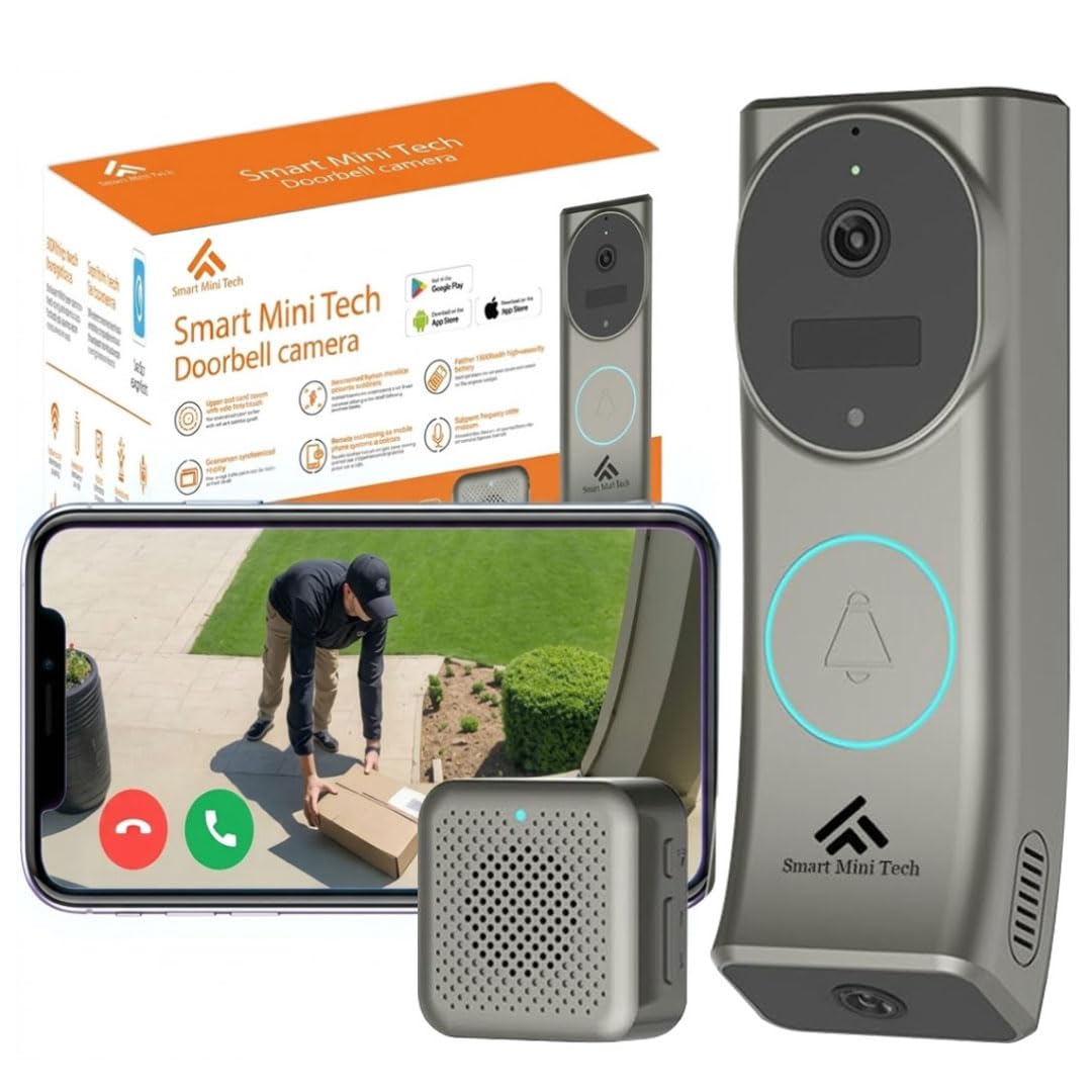 Security Doorbell with Dual 2K Full HD Cameras & Separate Indoor Chime – Wireless Door Bell, Smart Ring Door Bell with Voice Compatibility, Includes Ring & Security Camera Outdoor Wireless System.
