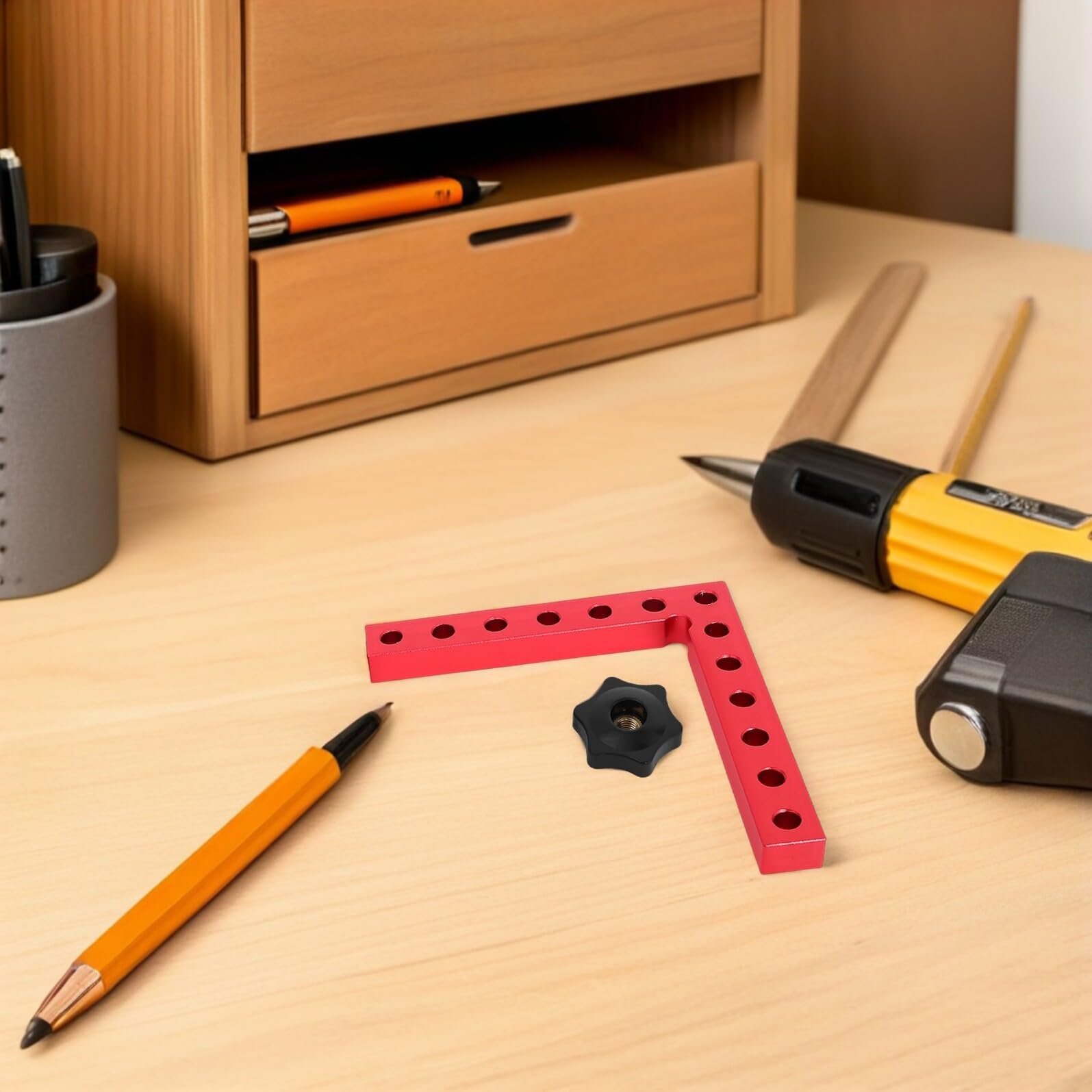 NOLITOY Set 12 Pezzi Squadre di Posizionamento in Lega di Alluminio Morsetti Angolari da Falegname Righelli Metrici 90° per Carpenteria Strumenti di Fissaggio per Lavori in Legno