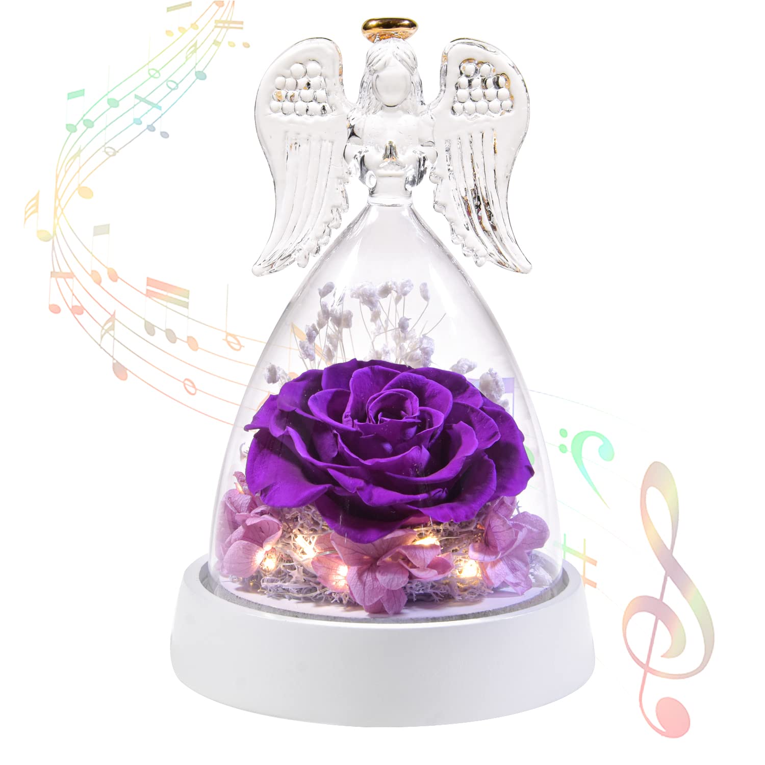 AINYROSEMothers Day Birthday Gifts for Women Mom Grandma Wife, Glass Angel Figurines Gifts with Music Box for Anniversary Wedding