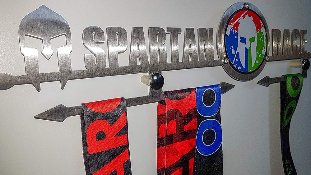 Porta Medaglie Accessori Medal Display da Parete Muro Spartan Race Ocr Medagliere Acciao Inox Spazzolato Trifecta Hanger Gara Medaglia Espositore