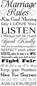 Marriage Rules Vinyl Wall Decal - Large, Black