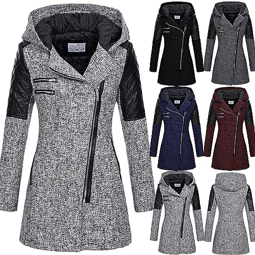maisdgop Winter Coats for Women Casual Warm Padded Zipper Outwear Fleece Hooded Long Sleeve Jackets Comfy Fashion Parka Coat3