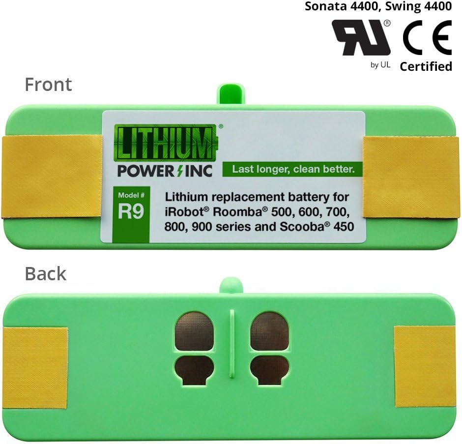 Lithium Roomba Replacement Battery for iRobot Roomba 980, 960, 890, 690, 900, 800, 700, 600, 500 Series and Scooba 450, 4400mAh - UL&CE Certified Battery Component