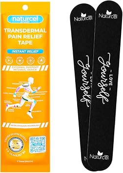 Sport Transdermal Pain Relief Tape, Kinesiology Tape, Sore Joints, Muscles, Back, Knee, Elbow, Shoulder Pain, 2 Elastic Strips10x2 in, Water Resistant, Accelerated Recovery Black, 6 Pack
