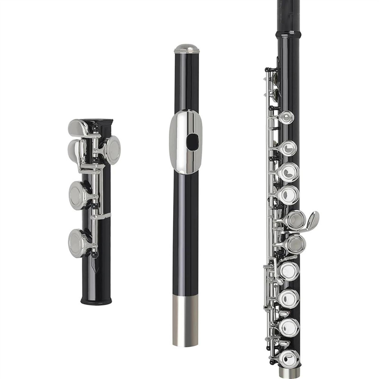 Flauta De Cuproníquel Con Llave Plateada, 16 Agujeros, Agujero Cerrado, Tono C, Flauta Negra Con Accesorios De Flauta Flauta Travesera Kit
