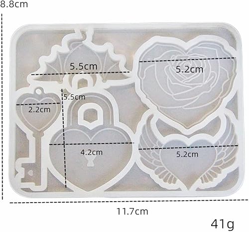 Miniatura 6 de Finyoffiy Molde de resina de corazón, molde de silicona con bloqueo de rosa, molde de fundición de bricolaje para joyería, collares, colgantes,
