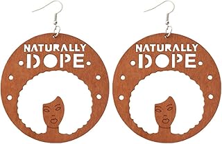 TIANHONGYAN Natural Wooden Bohemian Statement Earrings African Wooden Dangle Ethnic Retro Earrings for Womens Girls Exaggeration Wooden Hollow Round African Earrings