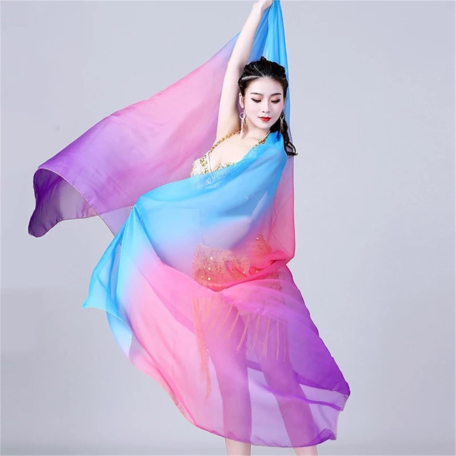 SSDDLZEQ Stage performance version Women’s Belly Dance Silk Veils, Hand-toss Scarves And Shawls, 220/250 Cm(2,2.5m)