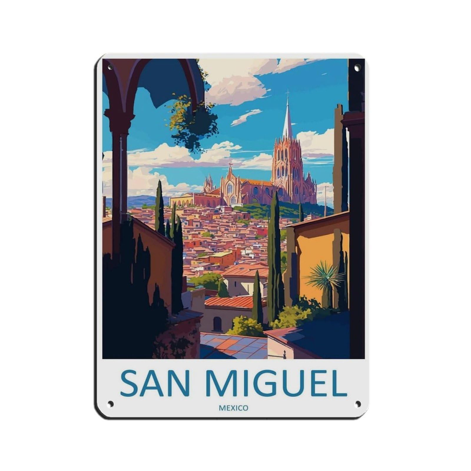 San Miguel Travel Art Poster Tin Sign Vintage Metal Pub Club Cafe Bar Home Wall Art Decoration Poster Retro 12x16inch(30x40cm)