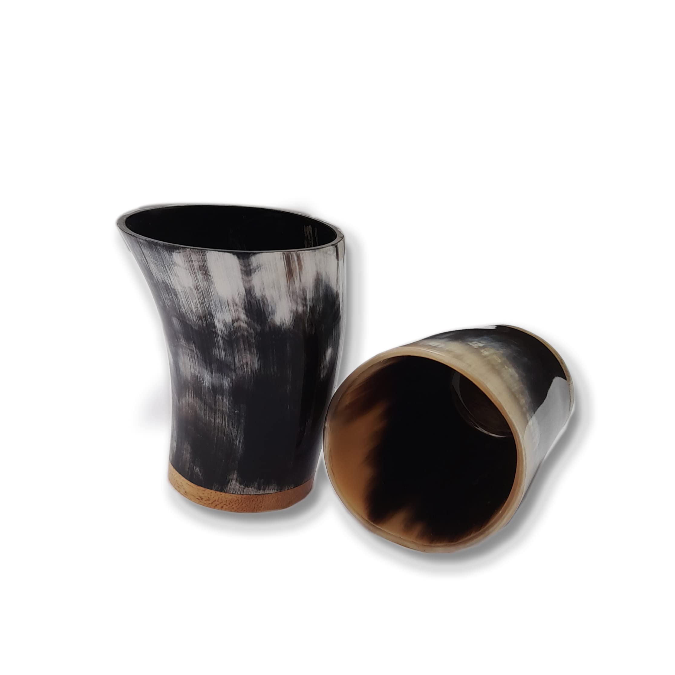 Viking Drinking Horn shot cups| Beer stein| Authentic Handmade Ox horn Tankard for mead and Wine Premium antique Norse men's gift (Set of 2 (3 Inch))