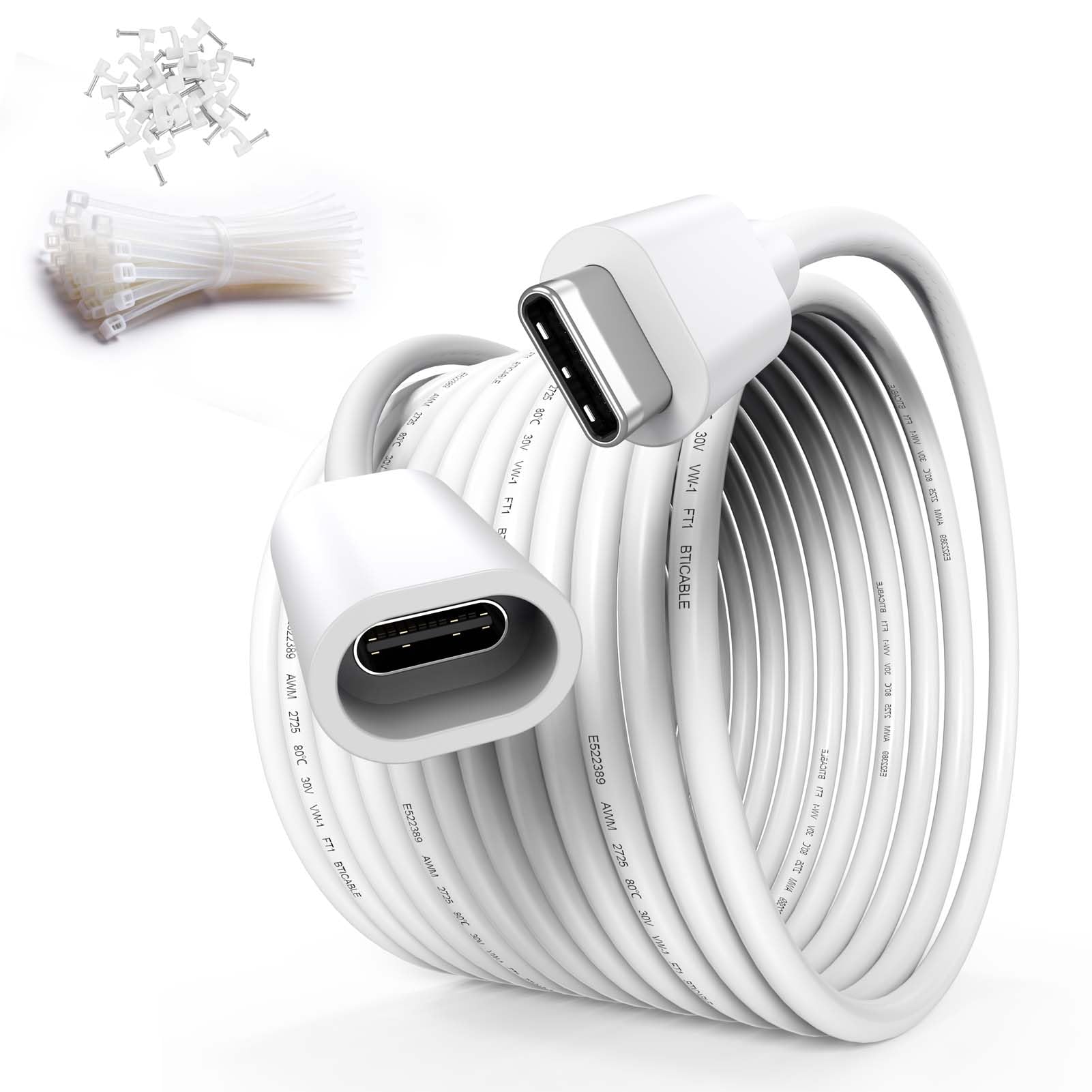 Photo 1 of URELEGAN USB C Extension Cable 20FT for Ring Solar Panel-White Waterproof