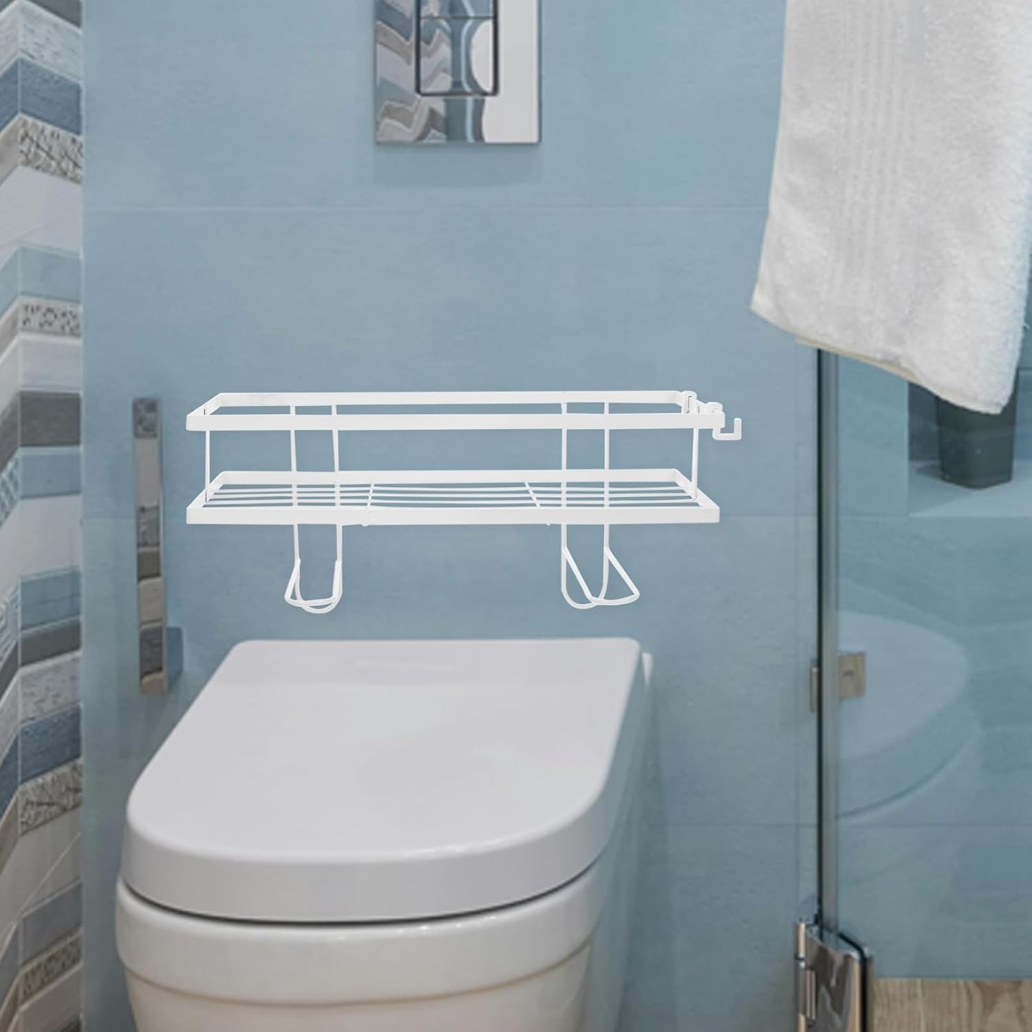 Luxshiny Over Toilet Organizer Stylish Storage Rack for Bathroom Maximize Vertical Space Above Toilet Single Shelf for Easy Access and Essentials
