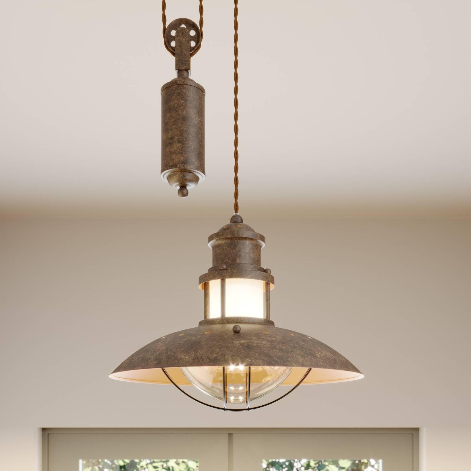 Lindby Brown, Clear, Satin Finish Ceiling Light Louisanne Dimmable (Maritime) In Brown Made Of Metal For E.g. Hallway (1 Light Source, E27) From Pendant Lighting Lamp Hanging Ceiling