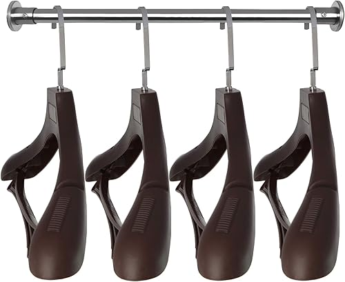 DEDU Paquete de 15 perchas de traje para hombres, perchas marrones extra anchas antideslizantes de ancho 17.7 pulgadas, plástico grueso con barra