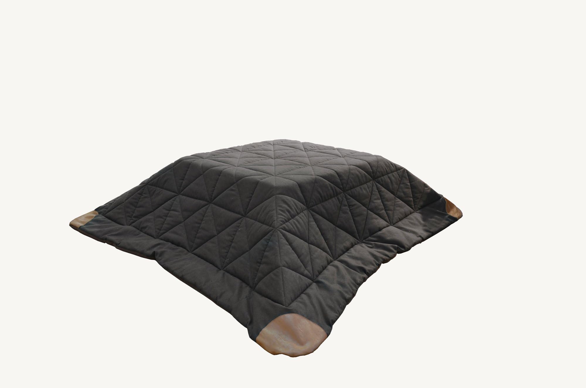 AZUMAYA KK-110 Kotatsu Futon Rectangle Shape, Dark Brown Polyester Fabric Material and Synthetic Leather Corner Finish, W90.0 x D75.0 Inches, Home and Living
