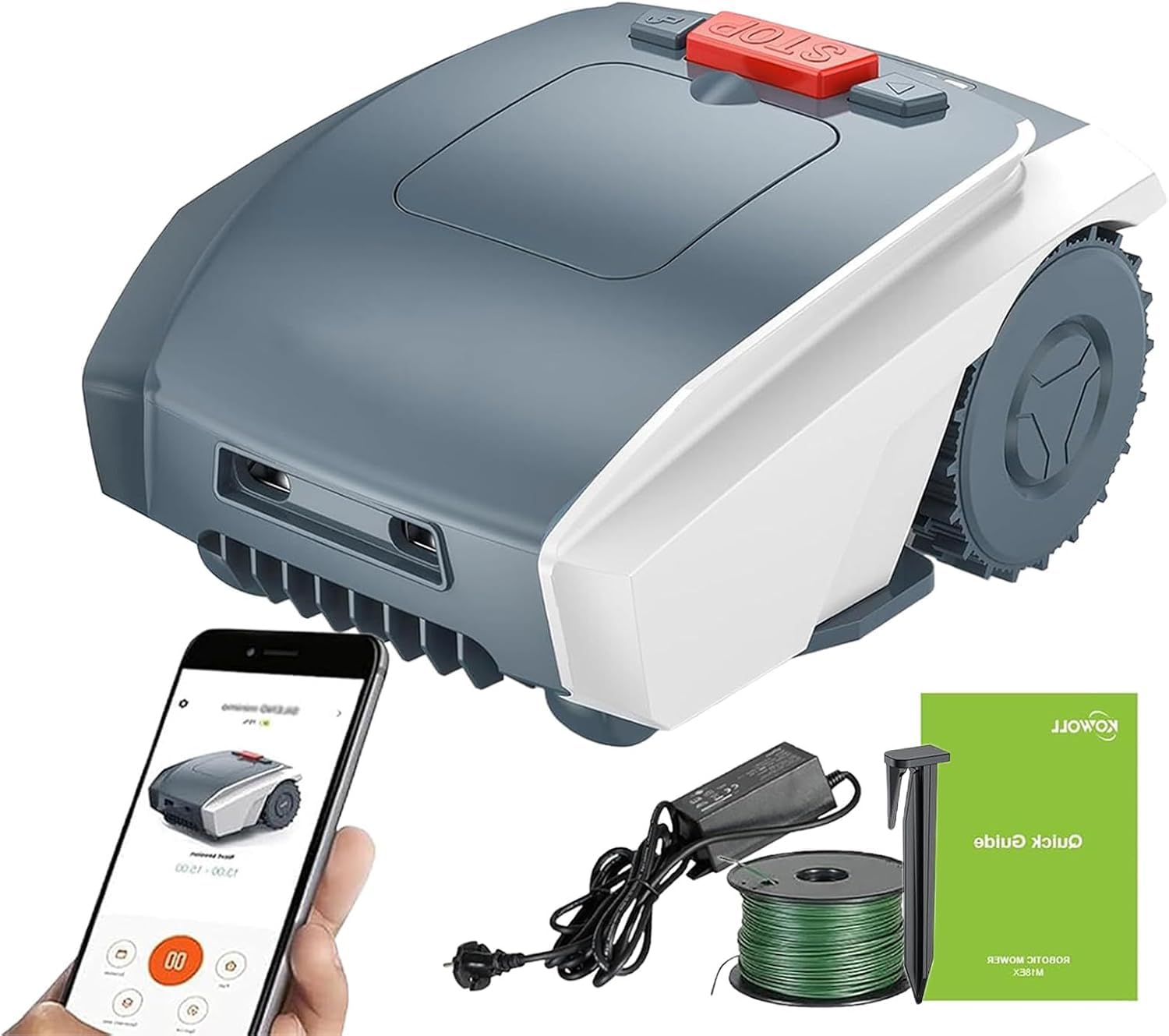 Tondeuse Robot 18-RM avec Tondeuse à Gazon sans Fil Intelligente Et Silencieuse avec Navigation Précise Et évitement d'o