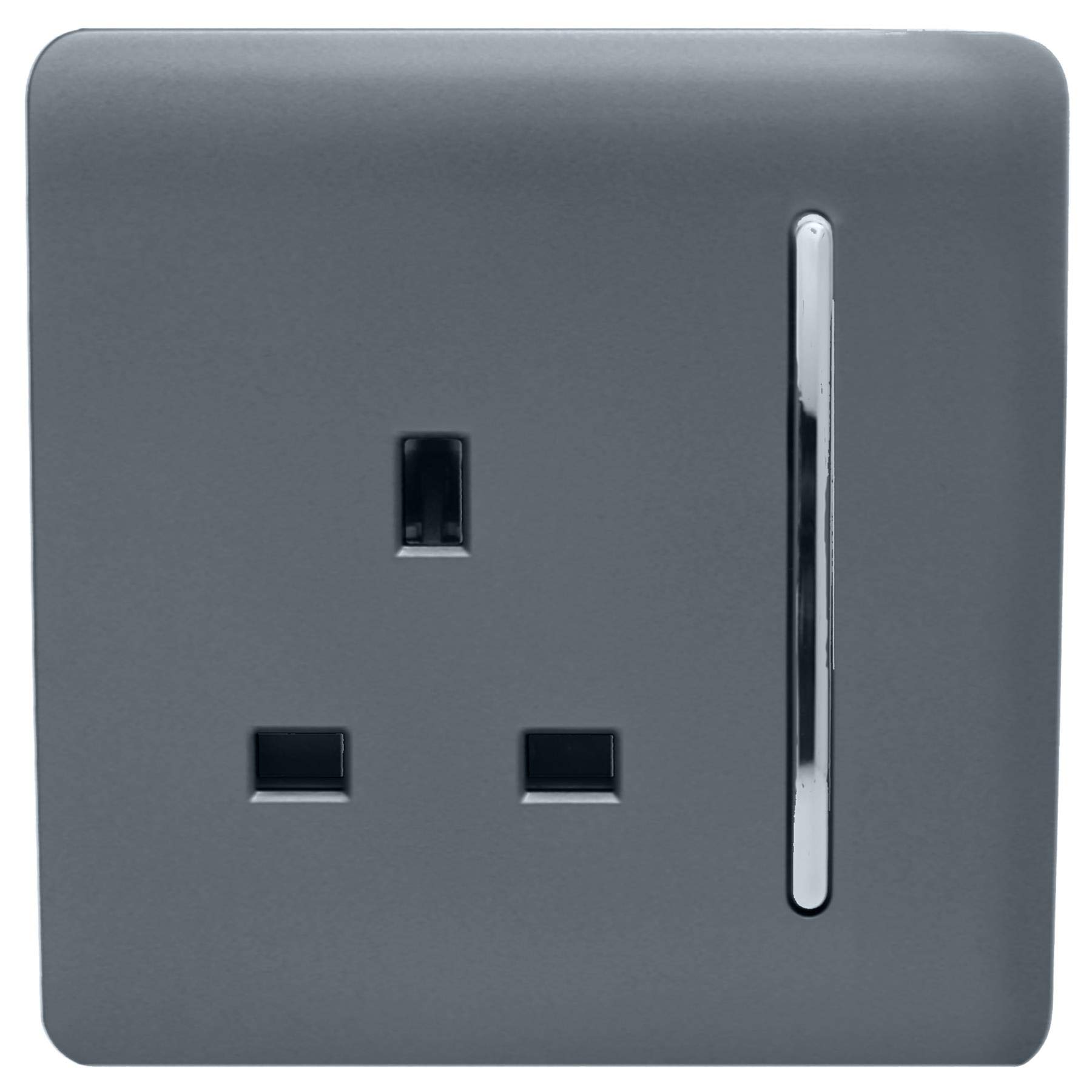 Trendi Switch 1 Gang 13amp Switched Plug Socket - Grey