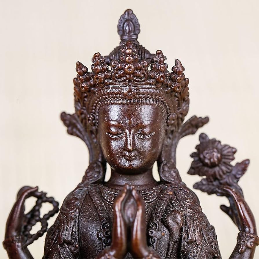 Amazon｜四臂の観音菩薩像、レトロな仏像、チベットの遺物、緑色