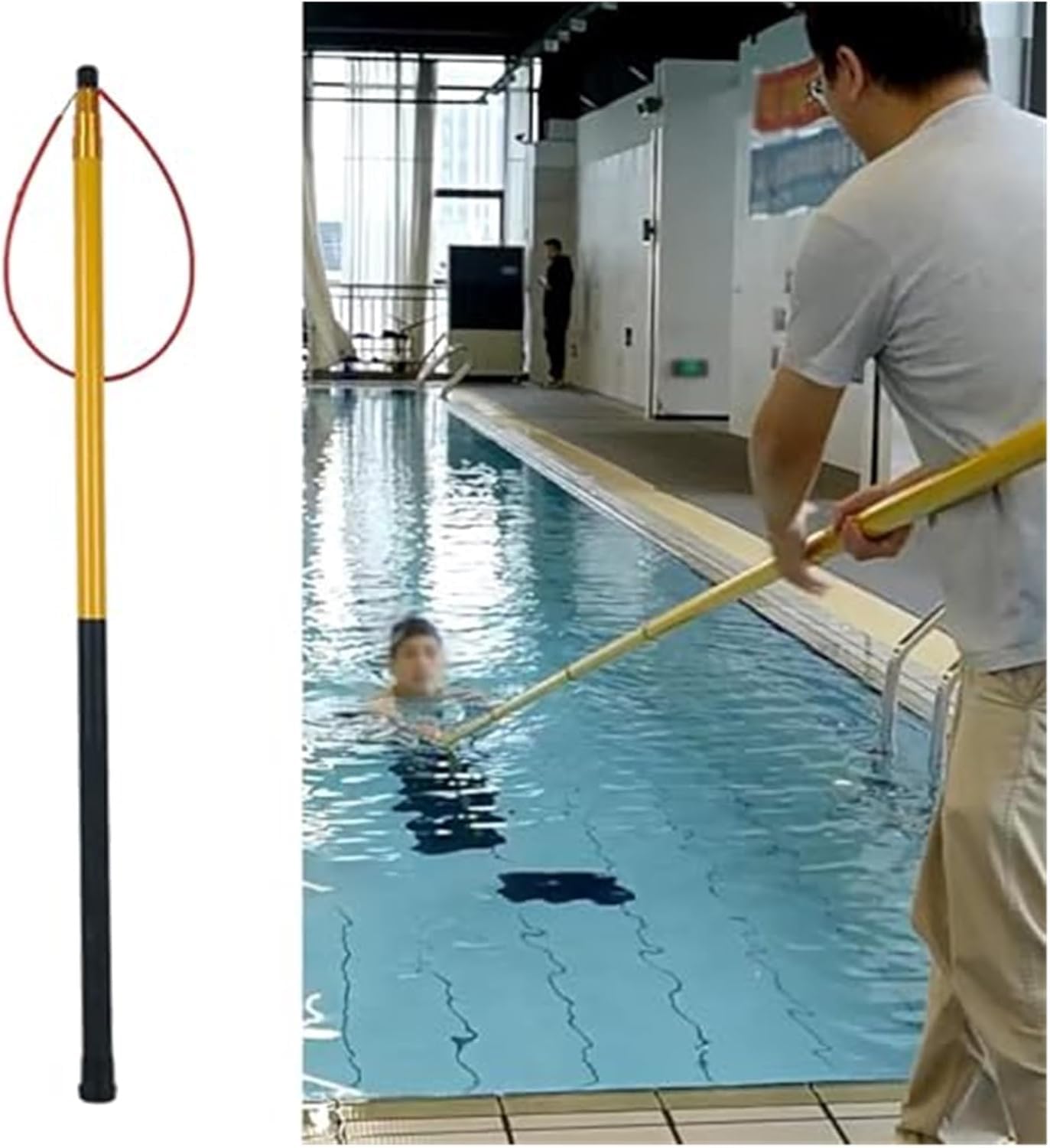 JKJZSALJ Pool Safety Hook Lifesaving Hooks Emergency Pool Rescue Pole, Telescopic Fiberglass Swimming Pool Hook, Waterpark Safety Equipment For Swimmers,Yellow,5.5m