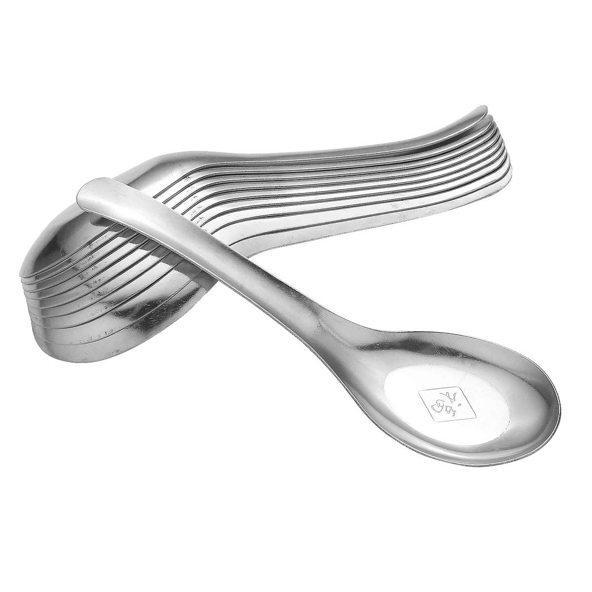 Freebily 10pcs Stainless Steel Rice Soup Spoon Home Kitchen Cooking Utensil with Long Handle Type B Large