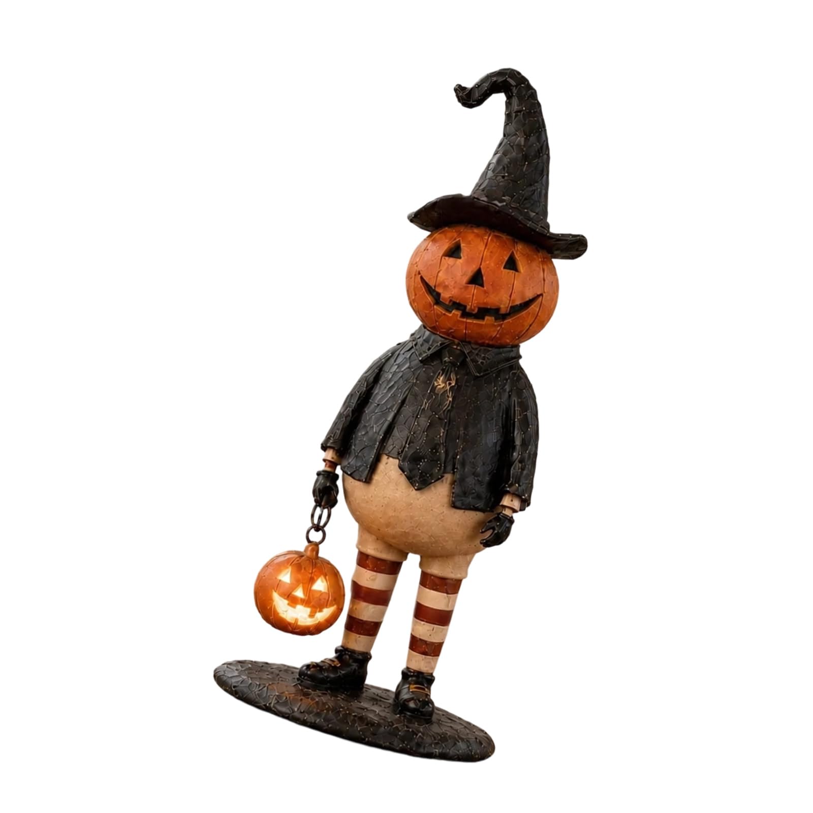 Lighted Halloween Pumpkin Figurine Decor Lighted Ornament, Freestanding ABS Accent for Tabletop, Entryway, Mantel, Counter, Party Styling Pumpkin Figurine Fall Table Decoration Statue Autumn Entry