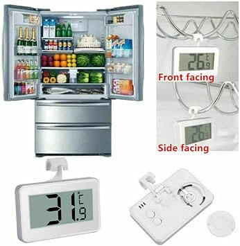 DollaTek Refrigerator Thermometer,LCD Digital Fridge Freezer Thermometer Monitor with Hanging Hook and Retractable Stand