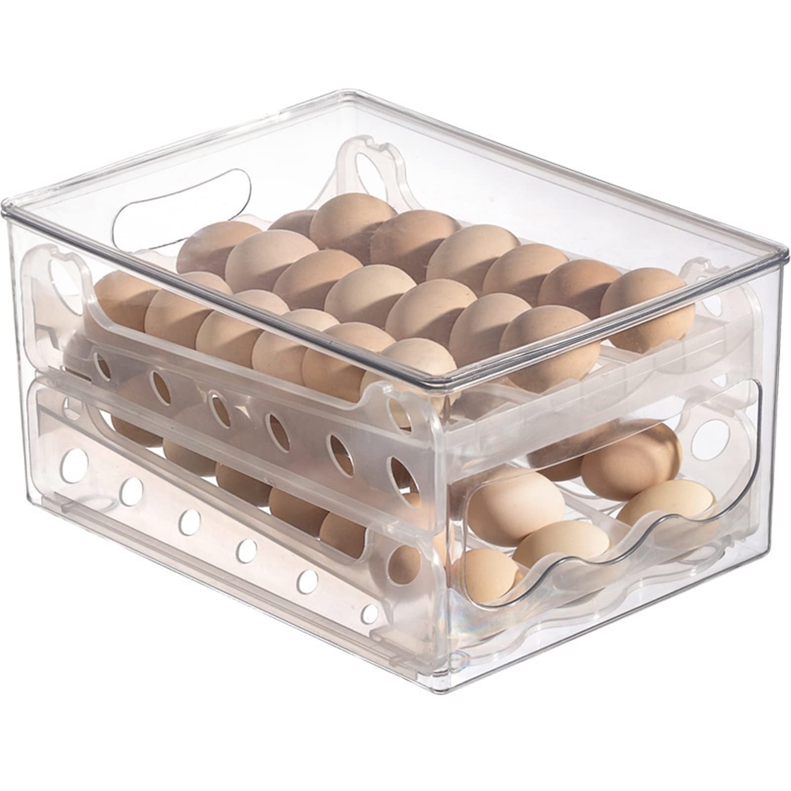 Caja de Huevos para Nevera, Caja de Almacenamiento Deslizante automática, organizadores de Nevera, Soporte para Huevos, contenedor, cajón de Nevera, Caja de Huevos apilable