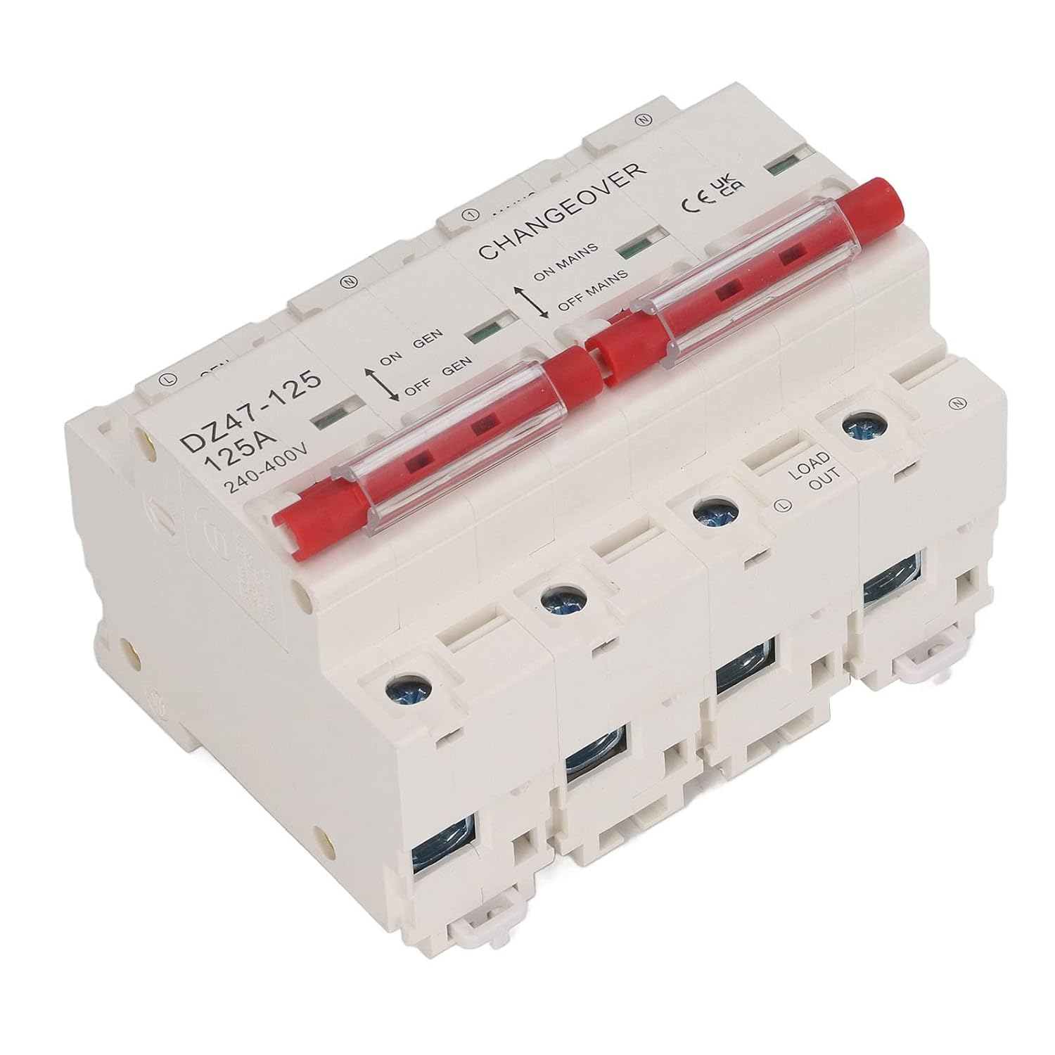 Interlock Transfer Circuit Breaker, Manual Transfer Switch Dual Power 125A 2P and 2P 10KA DIN Rail Mount Breaking Capacity Transfer Switch AC 240‑400V