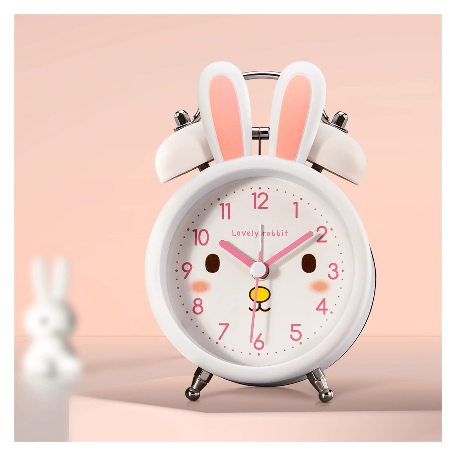 CFY652 Travel Clock Loud Alarm Clock for Kids, 3.5 Inch Silent Non-Ticking with Backlight, Twin Bell Analog Clocks for Bedrooms Bedside Decoration(White)