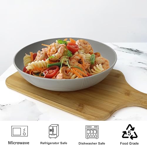 Miniatura 2 de PYRMONT Juego de 6 cuencos de paja de trigo de 65 onzas, cuencos grandes de 10 pulgadas, platos para cocina, cuencos poco profundos, cuencos para