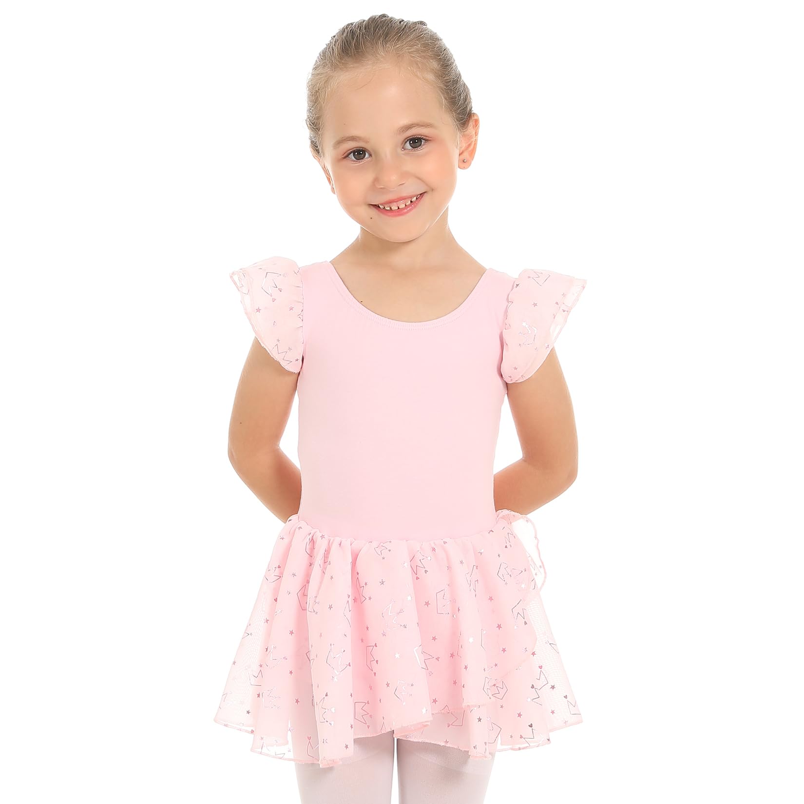 Phineein Leotardo de ballet con falda para niñas, vestido de baile brillante, tutú elegante, Princesa rosa , 8-10 Years