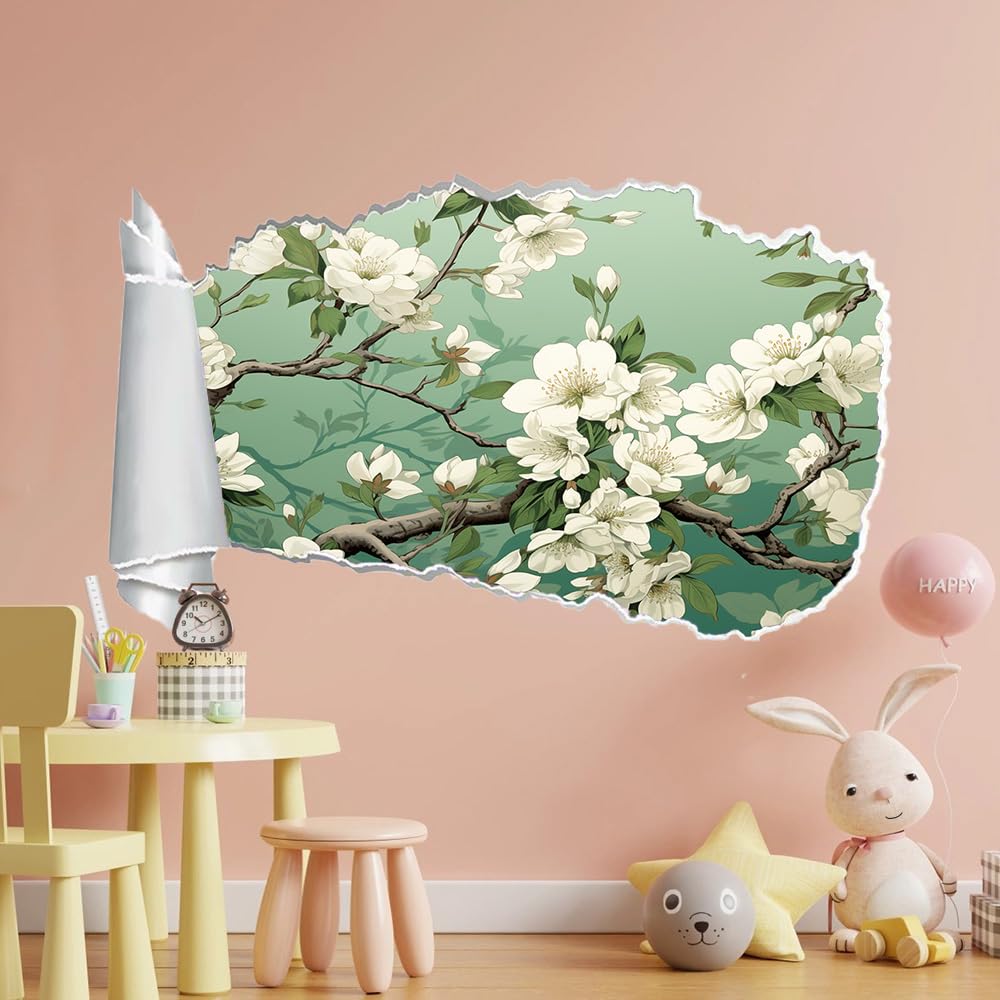 Calcomanía de pared 3D | Flor Pegatina Decorativa De Artístico | Plantas Naturales | Decoración De La Habitación De La Guardería Del Dormitorio De Los Niños