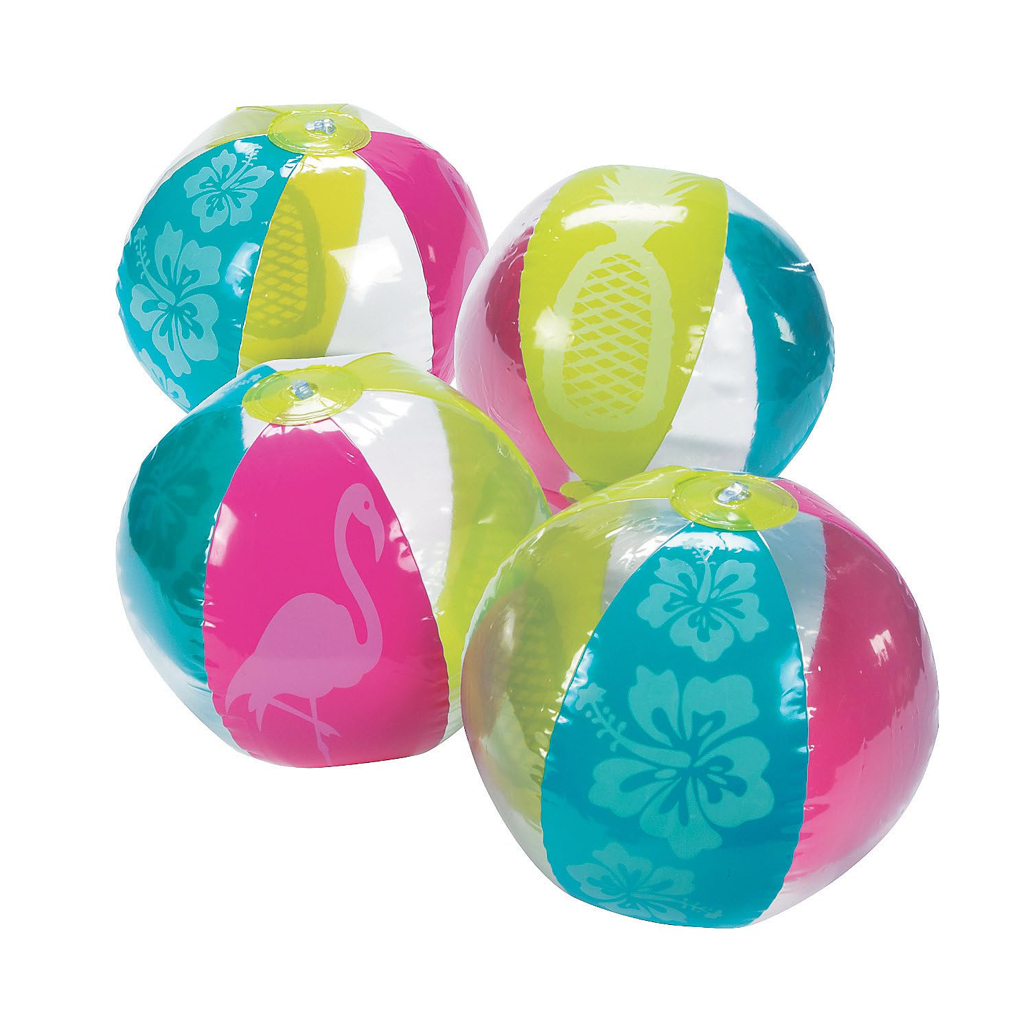 Summer Fun Tropical Beach Balls - Set of 12 - Pool Party Beach Toys