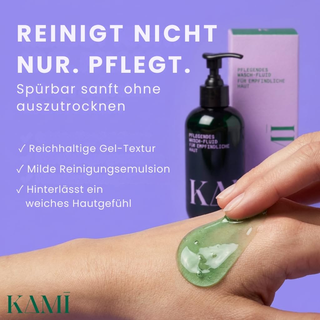 Pflegendes Wasch-Fluid - rückfettende Waschlotion für empfindliche & trockene Haut - milde Reinigung für Gesicht & Körper - vegan - für Babys ab 3 Monaten & Erwachsene