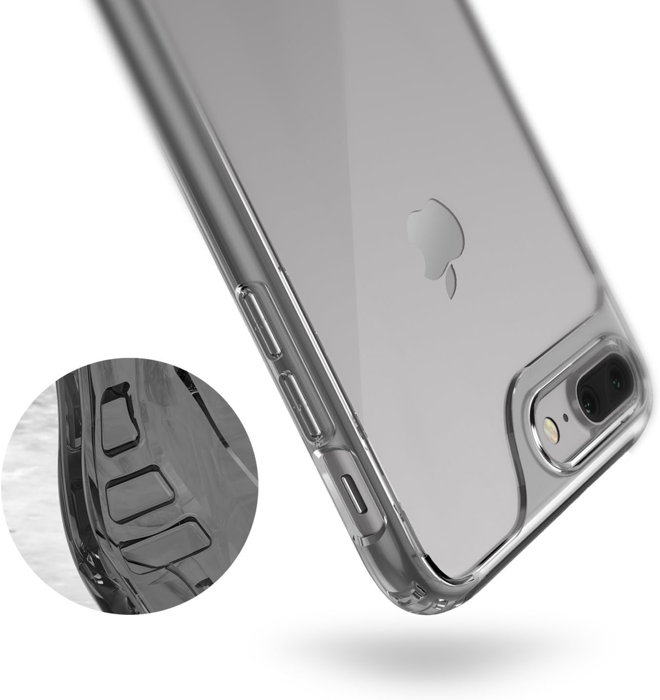 Caseology Waterfall for Apple iPhone 8 Plus Case (2017) / for iPhone 7 Plus Case (2016) - Minimal & Transparent - Gray