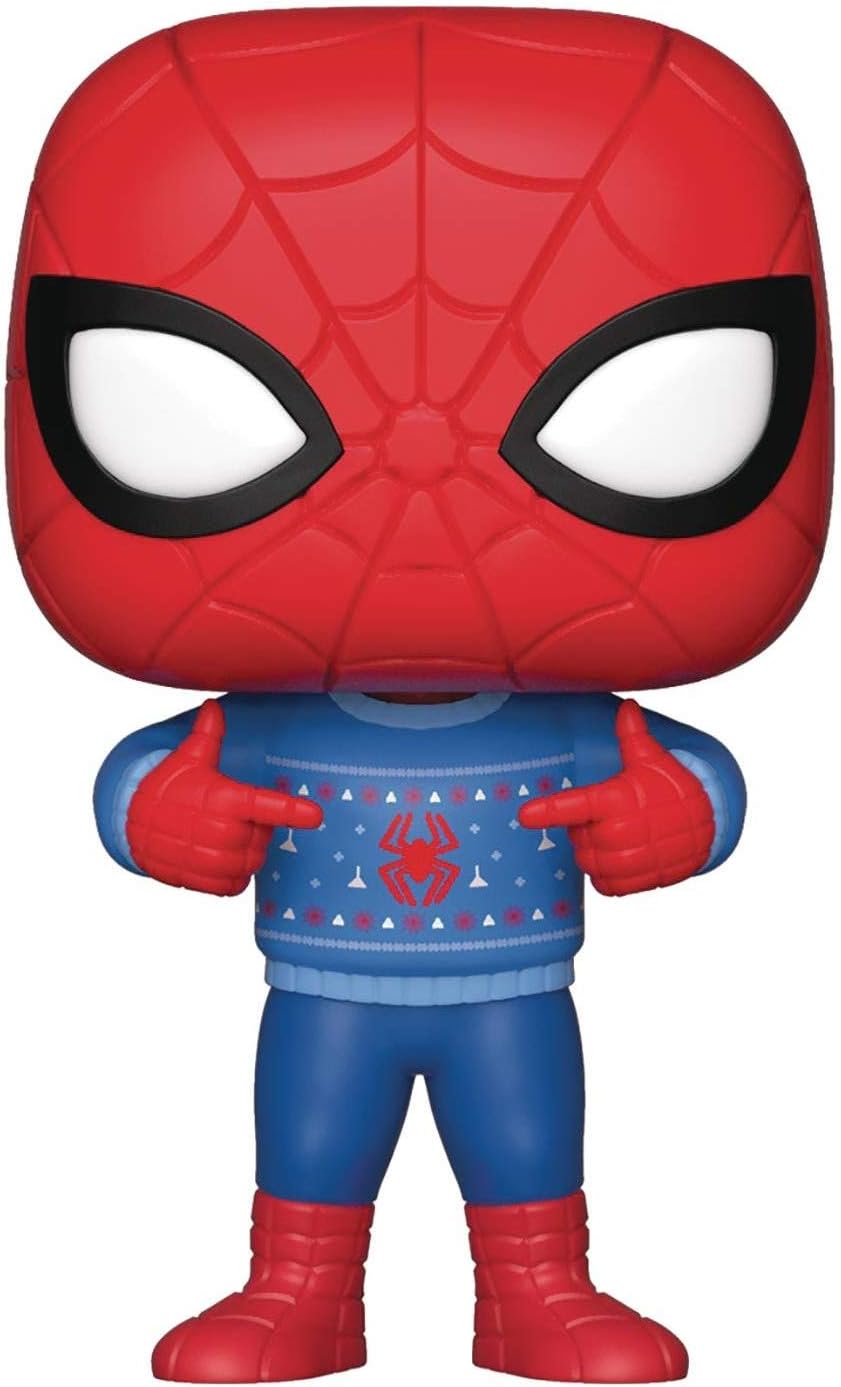 Spider-Man POP Marvel: Holiday with Ugly Sweater Funko Pop! Vinyl Figure (Bundled with Compatible Pop Box Protector Case), Multicolor, 3.75 inches