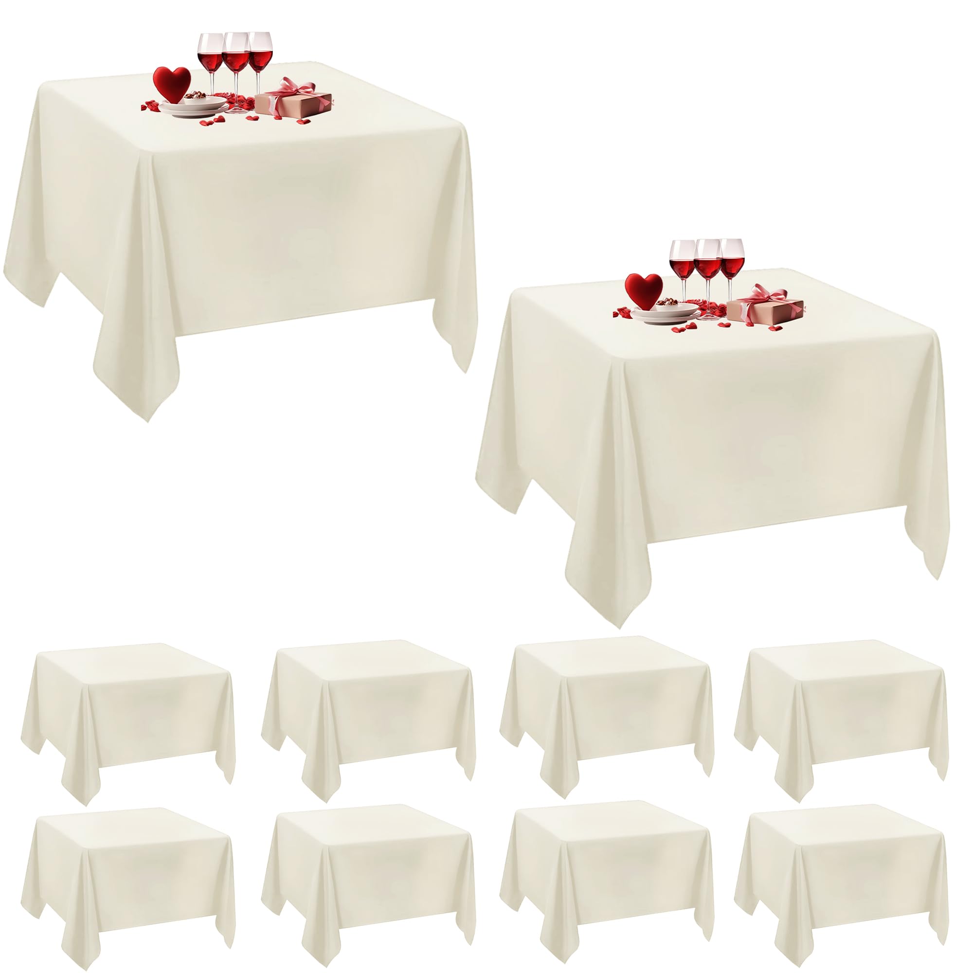Trimming Shop 54" x 54" Ivory Linen Polyester Tablecloth - Pack of 10 โ image 1